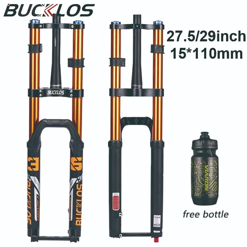 BUCKLOS 27.5/29 Inch Thru Axle Bicycle Front Fork 15*110mm Air Suspension Bike Fork MTB Downhill Bike Front Fork Bicycle Parts