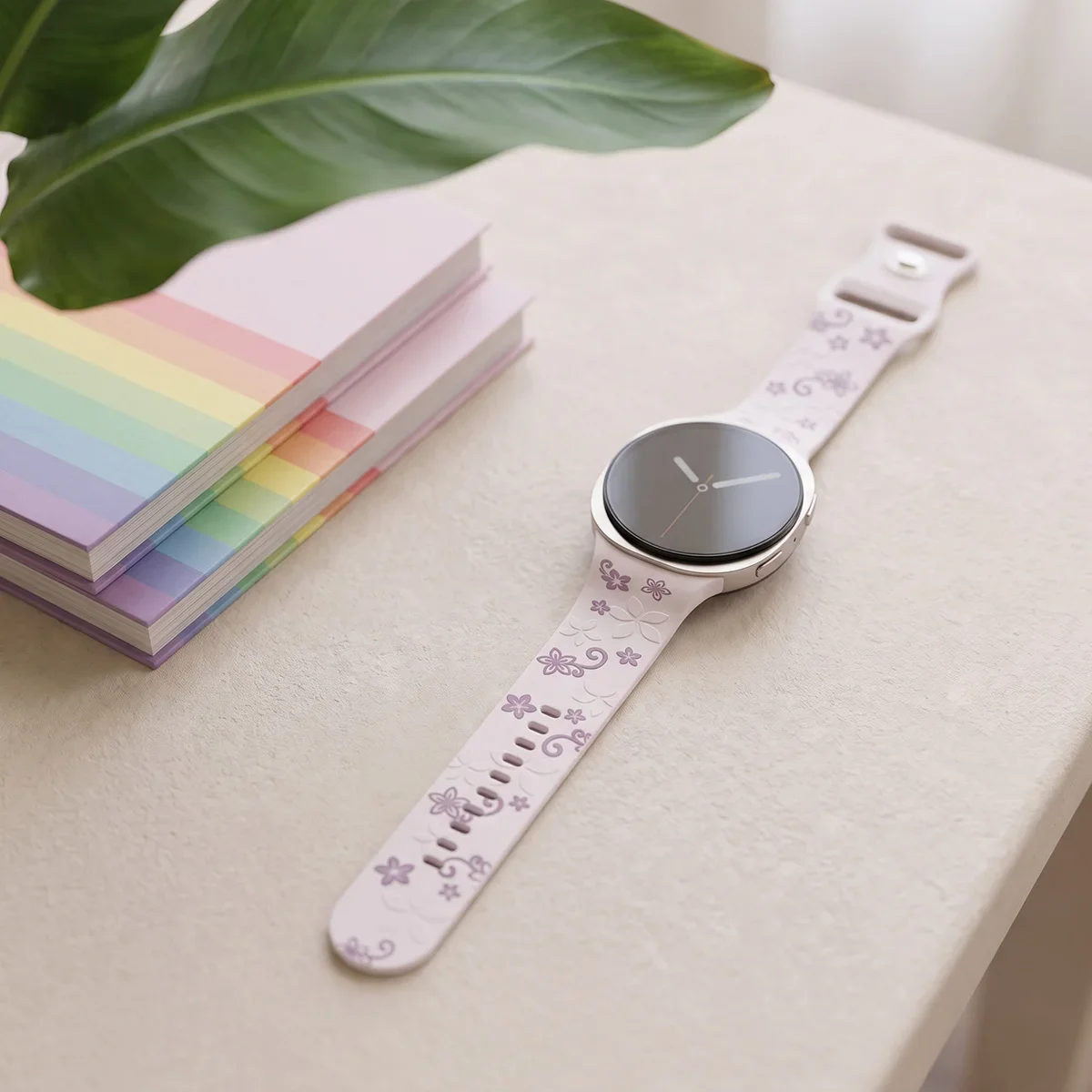 Bedrucktes Design-Armband für Samsung Galaxy Watch8 9 40 44mm Silikonband mit Gravur für Galaxy 8Classic 46 Blumenmuster-Armband – Detail 2