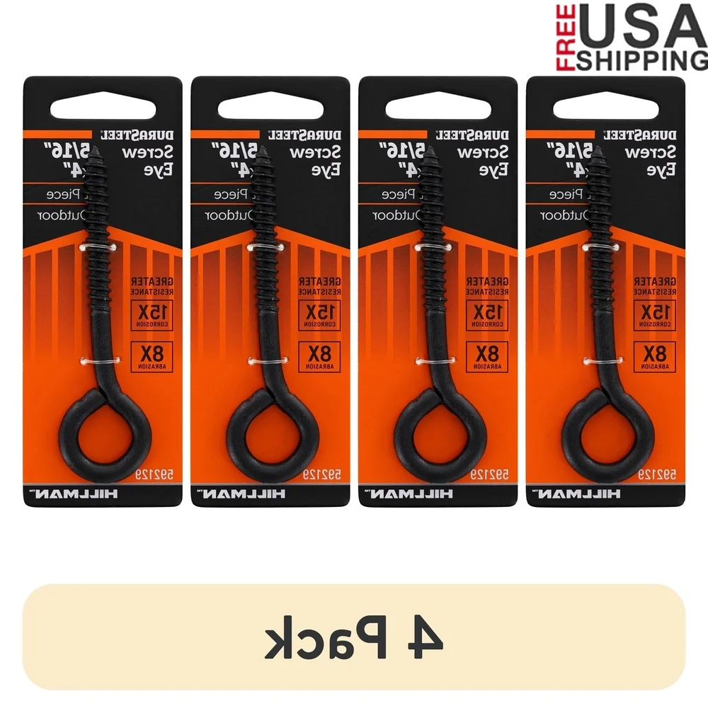 

4 Pack Durasteel Eye Bolt 5/16 Inch x 4 Inch Heavy Duty Steel Outdoor Vertical Hanging Anti-Corrosion Durable Hardware