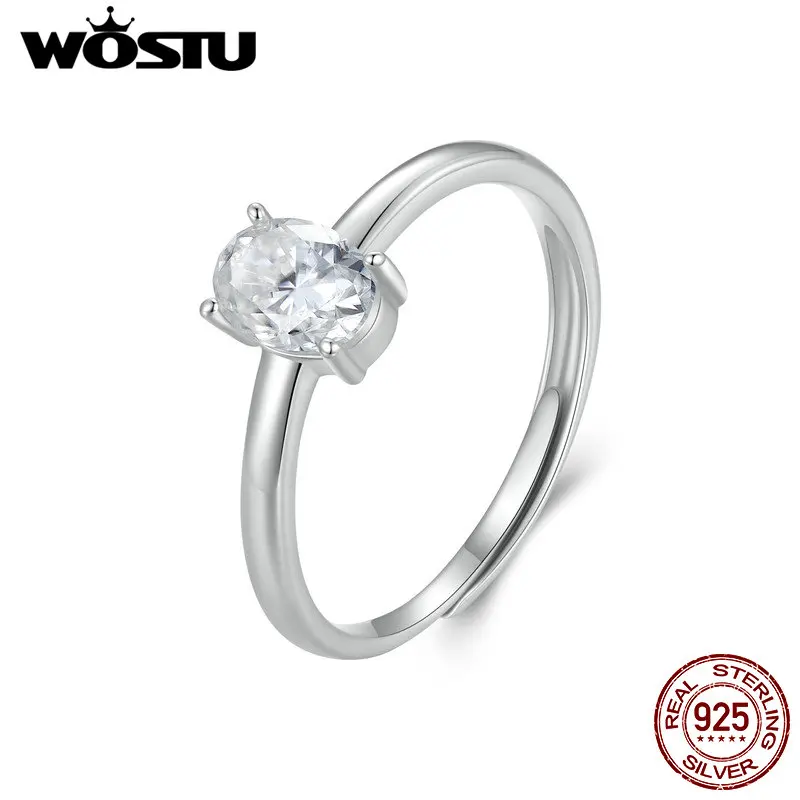 WOSTU 1CT Oval Cut Moissanite Wedding Ring For Women 925 Sterling Silver Platinum Plate Diamond Cut Luxury Women Engagement Ring