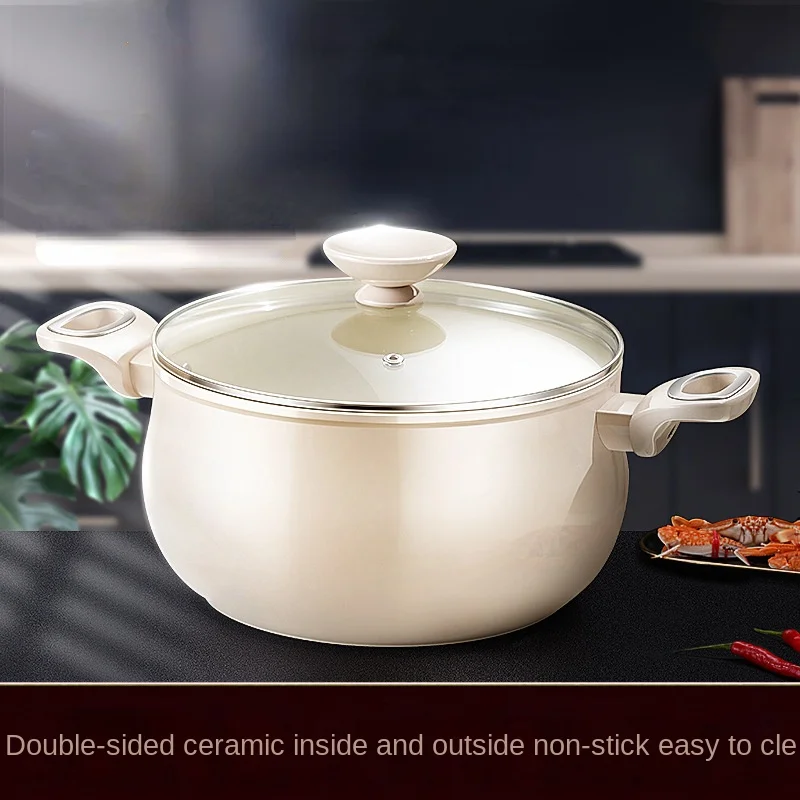 

Household Titanium Ceramic Non Stick Stew Electromagnetic Stove Gas Stove Boil Congee And Soup Steamer Kitchen Accessories