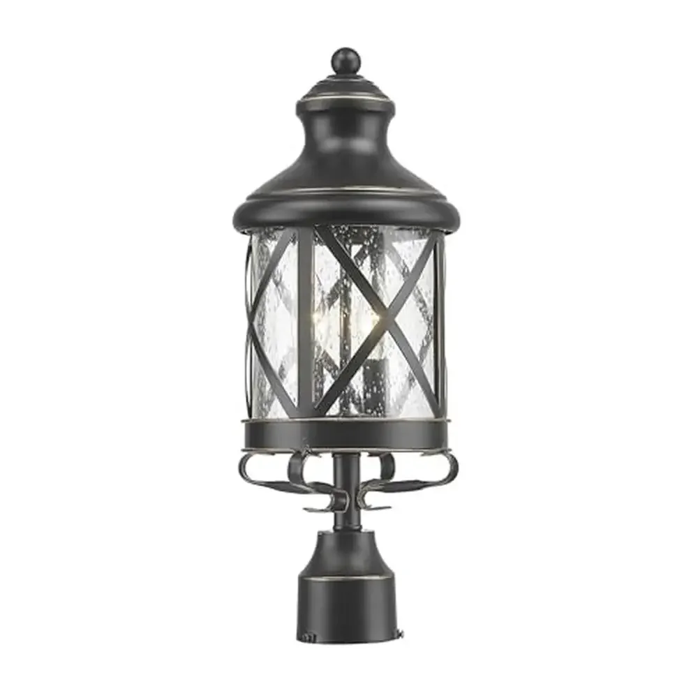 

Outdoor Pole Lantern Vintage Style Waterproof Metal Post Light Fixture with Seeded Glass Garden Patio Pathway Yard Light