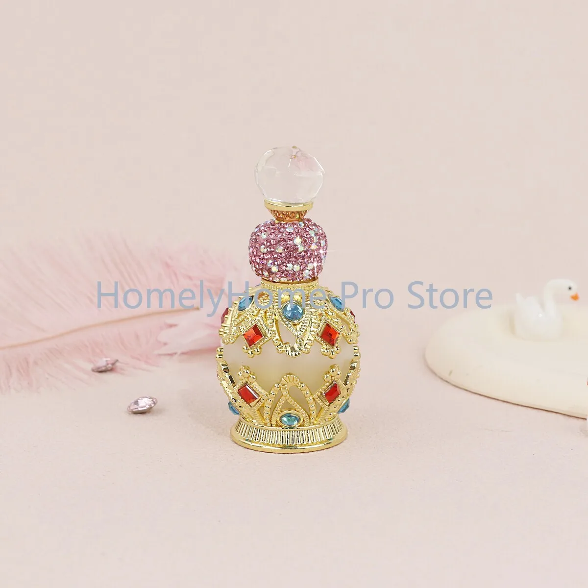 Middle East flash rhinestone perfume bottle empty bottle high-end portable travel 15ml vacuum essential oil sub-bottle