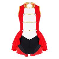Teen Girls Circus Ringmaster Cosplay Costume Sleeveless Vintage Buttons Bodysuit Tailcoat Halloween Carnival Theme Party Clothes