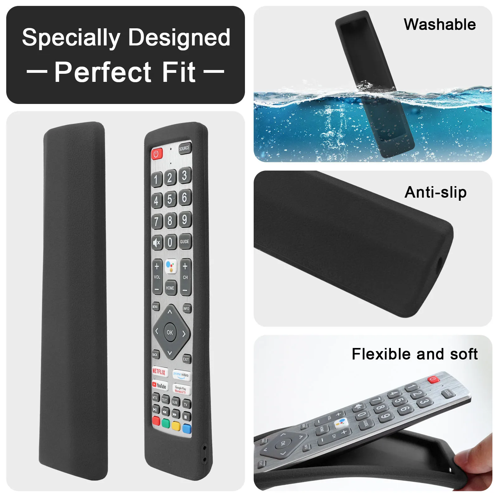 Silicone Case Fit for Sharp Smart TV Remote Control SHWRMC0133 SHW/RMC/0133 SHW/RMC/0134 Protective Sheath Cover Anti-Slip