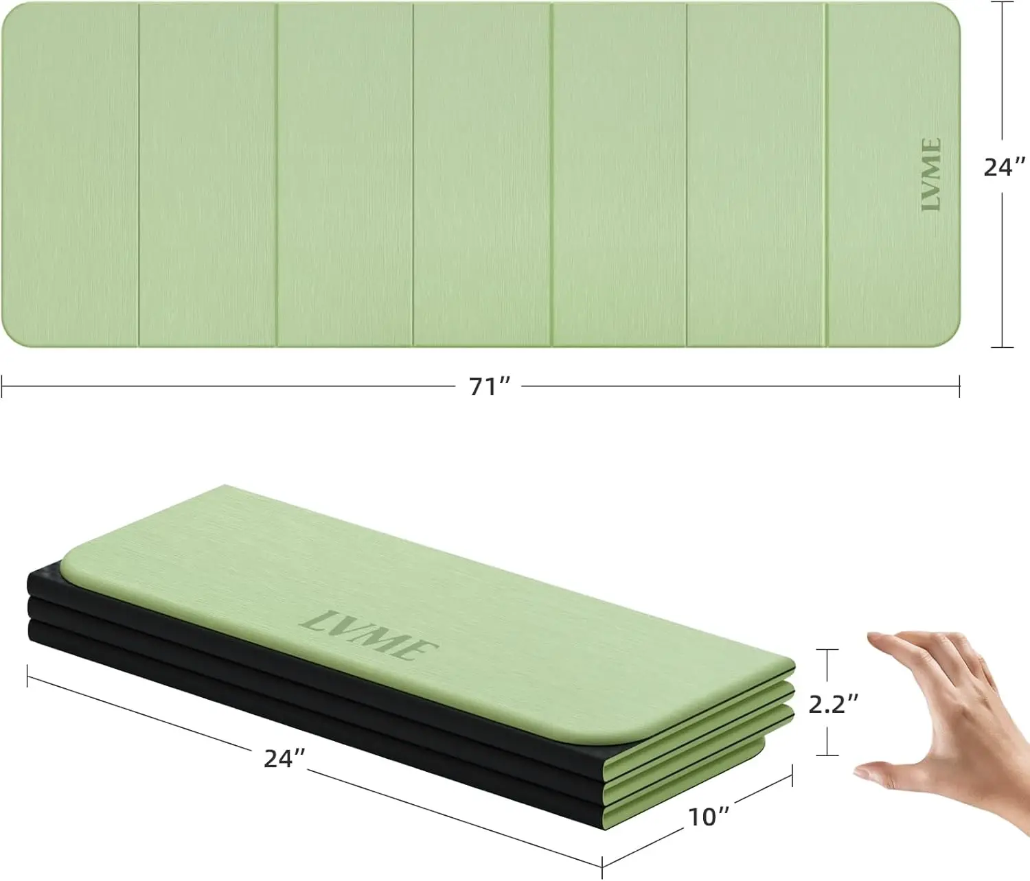 سجادة يوجا محمولة قابلة للطي بسمك 8 مم، معتمدة من SGS، غير قابلة للانزلاق، 71 × 24 بوصة، مثالية للسفر والبيلاتيس والتخييم والصديقة للبيئة #3