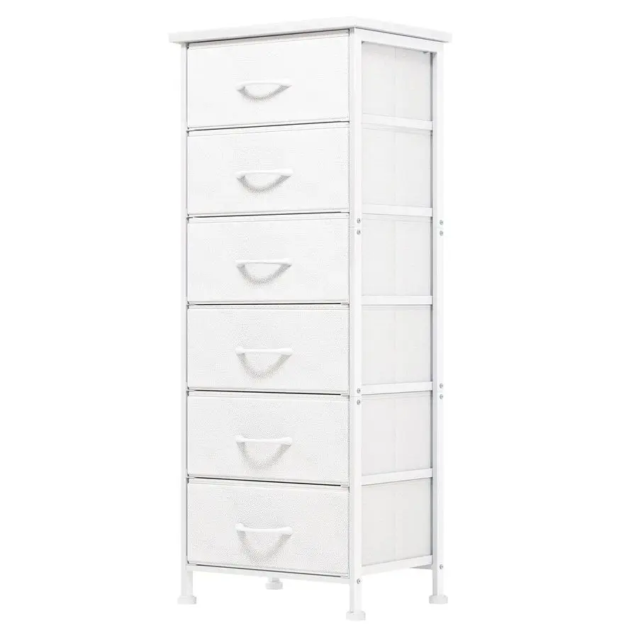 6 Drawers Nightstand For Bedroom, Tall Dresser & Chests Of Drawers, ,Storage Tower With Fabric Bins, Bedroom Furniture