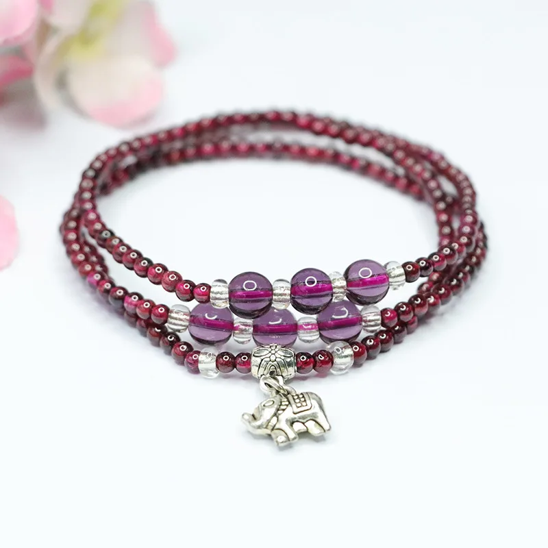 

Браслет с гранатом, браслет с несколькими кругами, ожерелье в женском этническом стиле