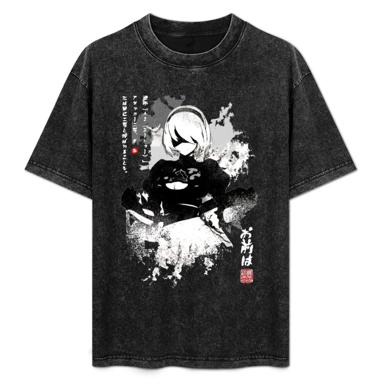 

NieR Automata 2B Japan Ink T-Shirt t shirts for man cotton soft t shirts for man cotton funny T-Shirt
