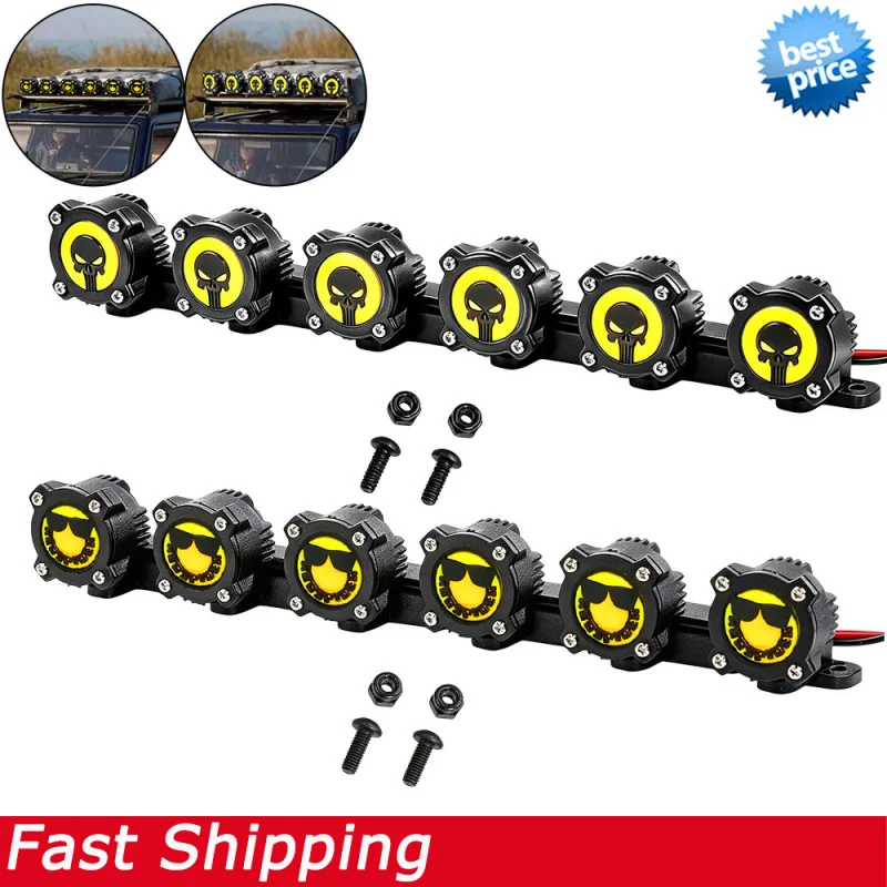 

New RC Crawler LED Roof Light Bar Spotlight For 1/10 Traxxas TRX-4 Axial SCX10 90046 90047 AXI03007 Simulation Decorative Parts