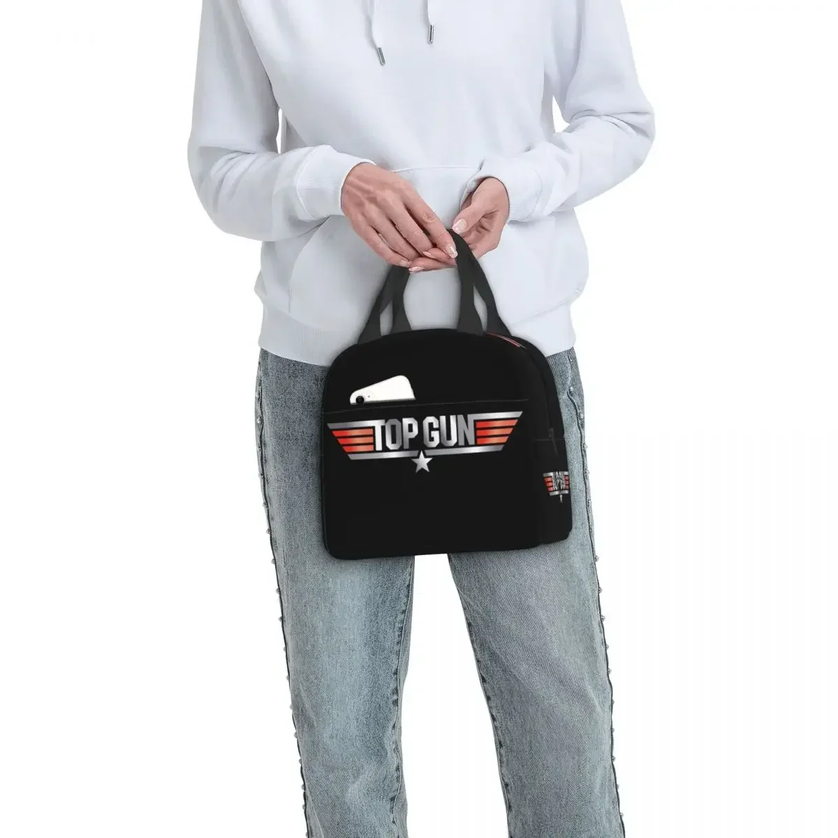 Tom Cruise Maverick Film Top Gun Lunch Bag Women Thermal Cooler Insulated Lunch Box for School Work Travel Picnic Food Tote Bags