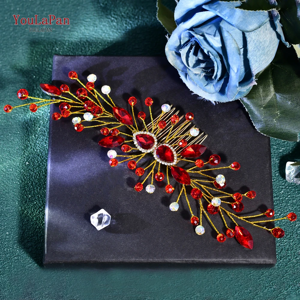 YouLaPan Splendido strass pettine per capelli spose copricapo gioielli per capelli fatti a mano donne banchetto pettine laterale copricapo ornamento HP847