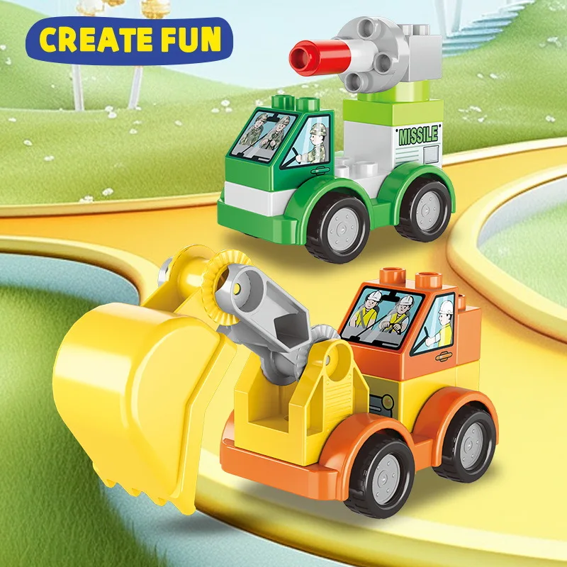 เข้ากันได้กับรถก่อสร้างขนาดใหญ่และรถขุดรุ่นต่างๆ บล็อกตัวต่อเพื่อการศึกษาสำหรับเด็ก