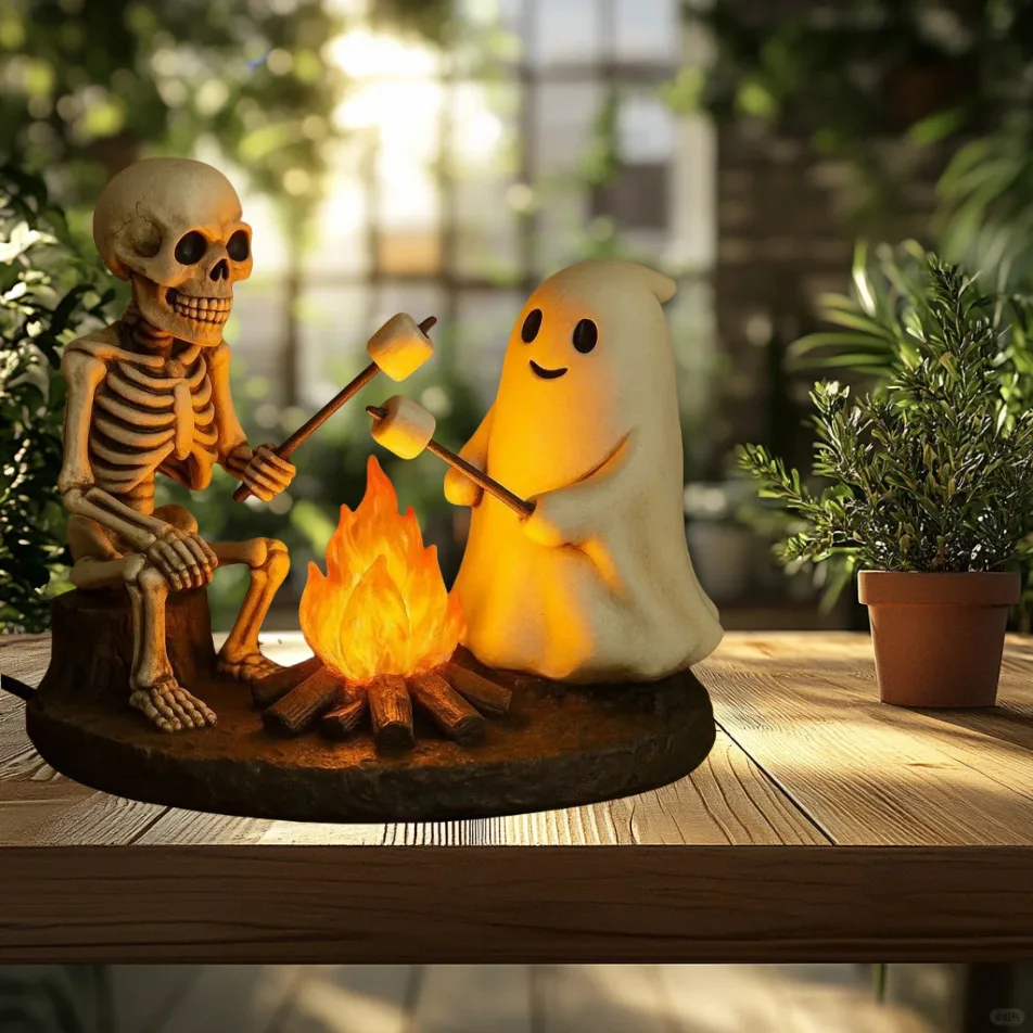 Halloween Ghost Campfire Flickering Nightlight Skeleton Ghost Socket Decorations Crafts
