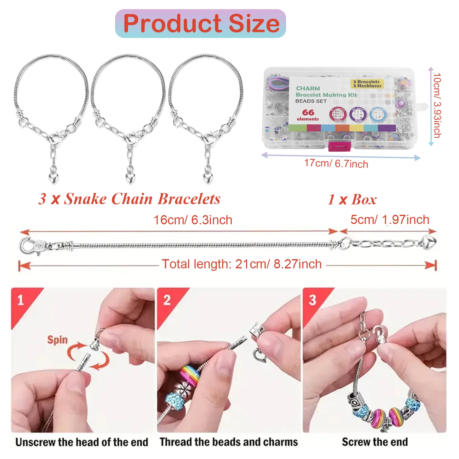 66pcs Kit Manik-manik DIY Berw - Jewelry Making Kits For Kids ulasan dan harga