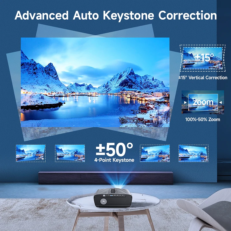 Factory OEM 4-in-1 Portable Karaoke Machine With Smart 1080p Projector W/WiFi Speaker 2 Wireless Microphones Built-in Android