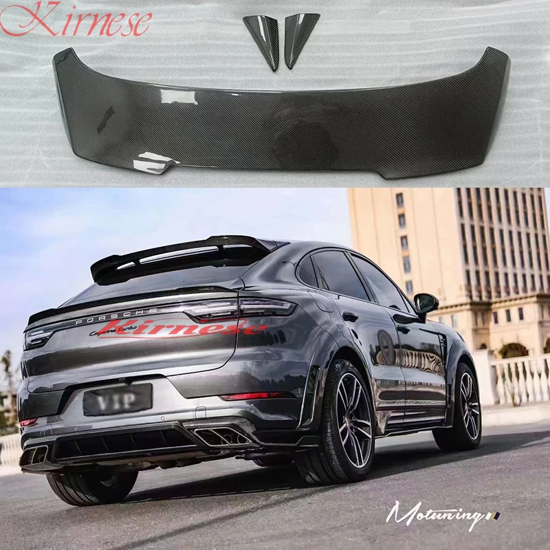 3pcs/set new carbon fiber rear wing tunk lip roof top spoiler tail for Porsche Cayenne Coupe 2019 2020 2021 2022 2023