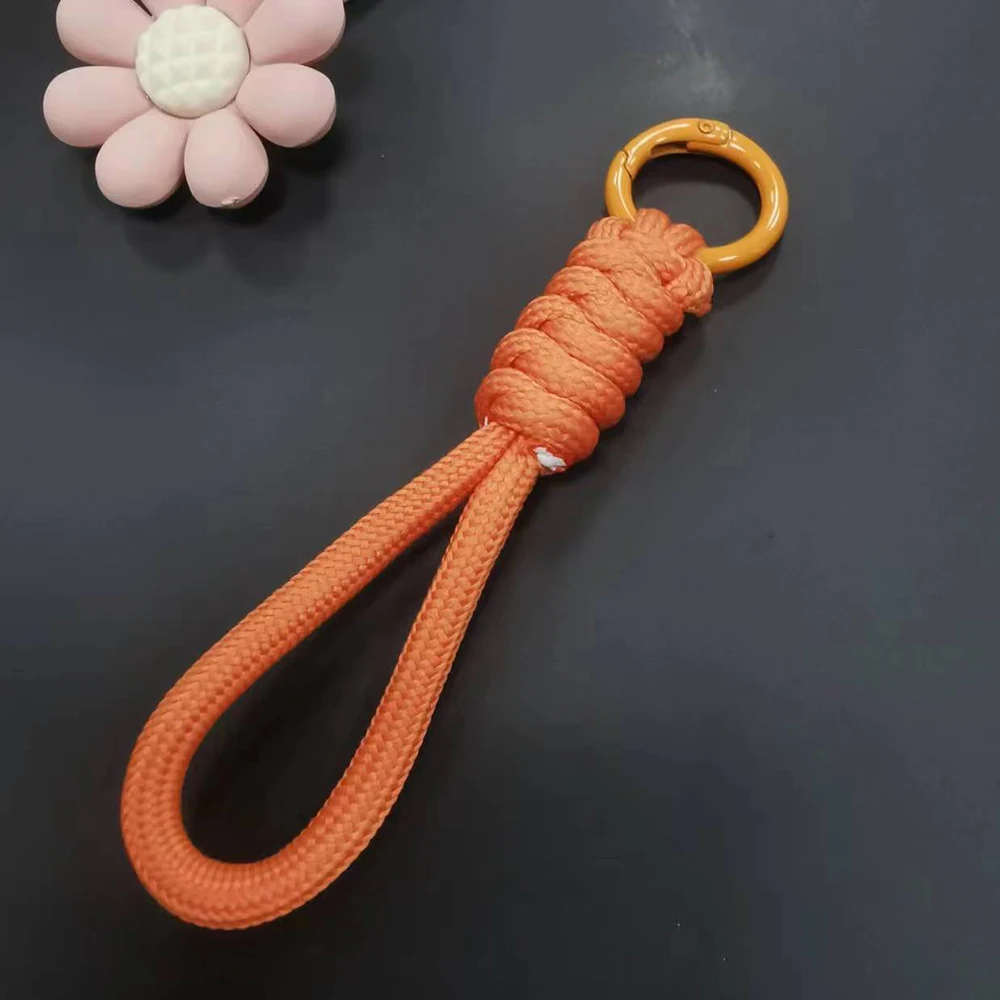 12cm Paracord Braided Woven Keychain Wrist Rope Phone case Anti-lost Rope Strap Key Ring Tactical Survival Tool Backpack Buckle