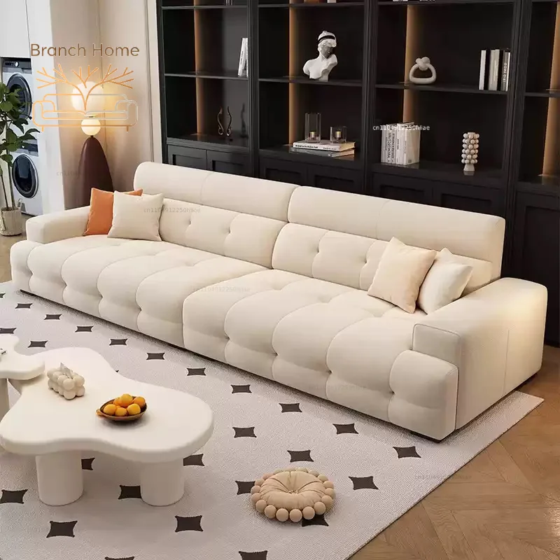 Italian minimalist new Lawrence cream style fabric sofa living room small apartment modern Internet celebrity straight sofa