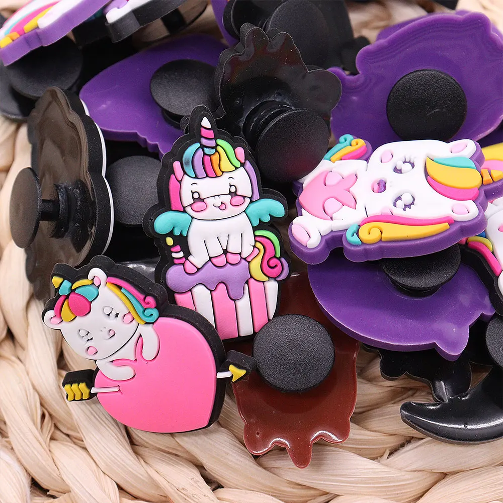 Good Quality 1-20pcs Shoe Charms Cute Unicorn Rainbow White Cloud Accessories PVC Shoes Decorations DIY Fit Wristbands Kids Gift