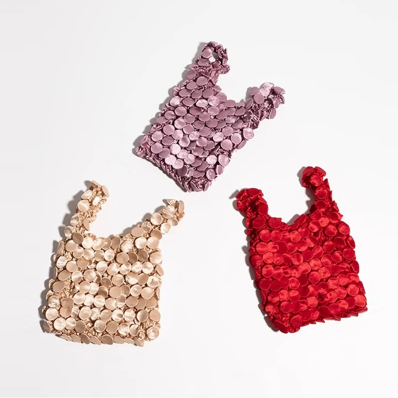 

Ruched Bubble Small Tote Bag Telescopic Magic Shopping Bag Folding Portable Shoulder Bags Casual Elegant Large Capacity Handbags