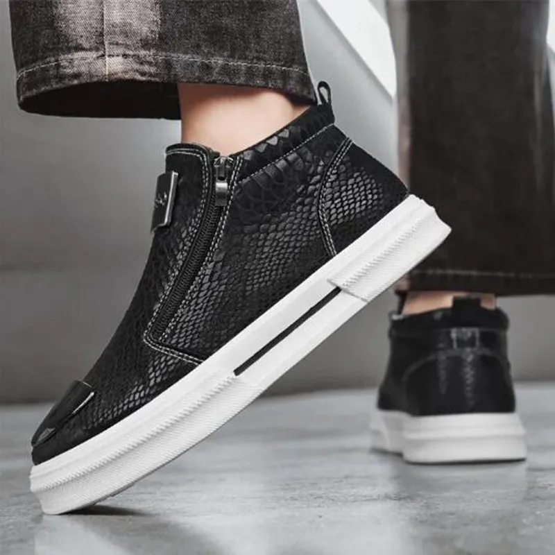 

Модные мужские туфли для скейтборда на молнии, блестящие роскошные мужские дизайнерские кроссовки на молнии, высокие туфли для скейтбординга, мужские кроссовки