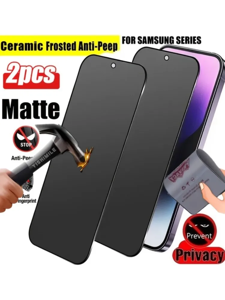 2 sztuki matowej ceramicznej osłony ekranu chroniącej prywatność do Samsung S25 S26 Ultra S24 S23 S22 A57 A56 A16 A17 A37 A36 A55 A27, folia antyszpiegowska — 2