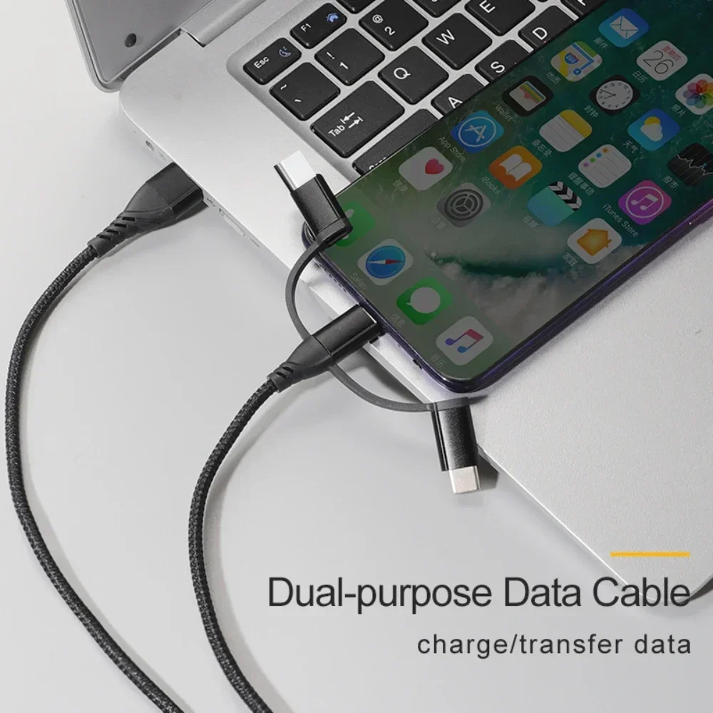 1m 5 in 1 3 In 2  Fast Charging Cord For Lightning Micro USB Type C For iPhone Huawei Samsung PD Charger Cable Multiple Usb Port