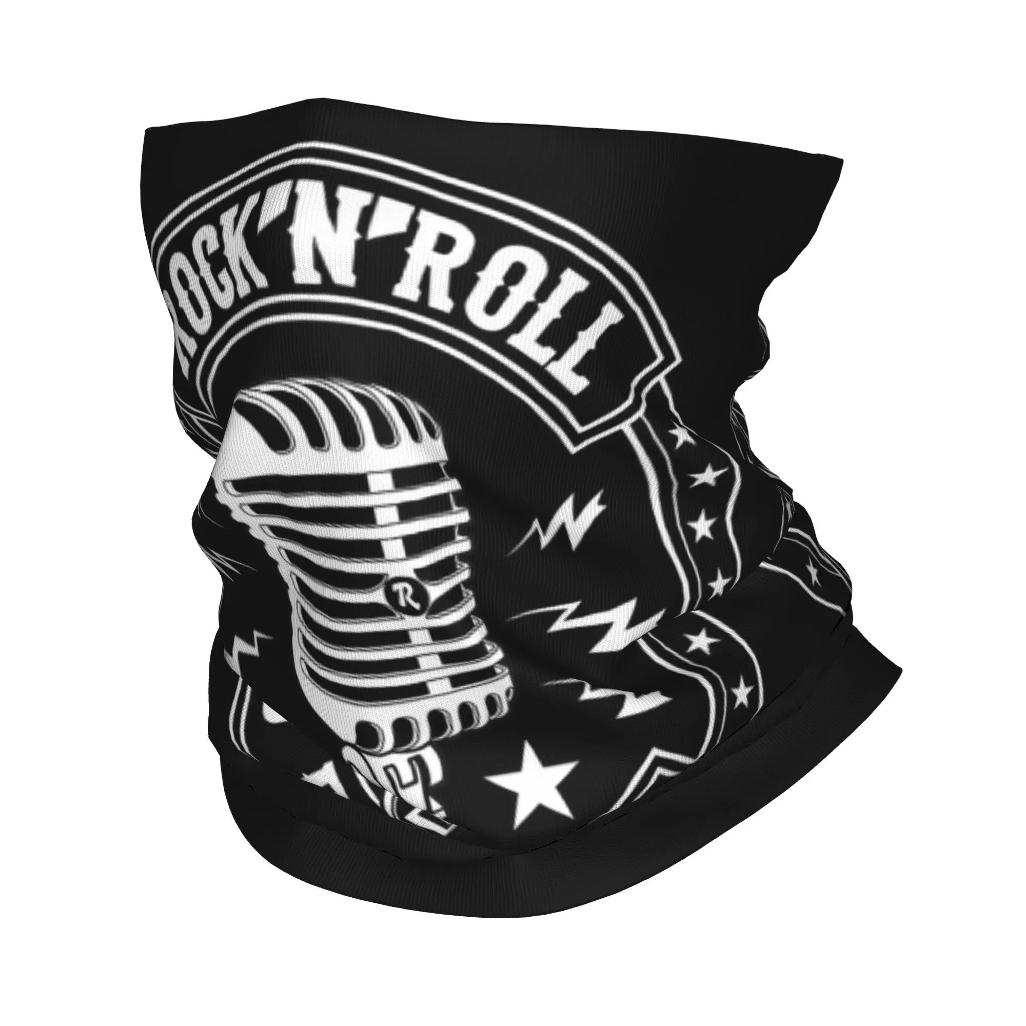 Microphone Rock and Roll Rockabilly Bandana Neck Gaiter Printed Mask Scarf Multi-use Balaclava Hiking Fishing Unisex All Season