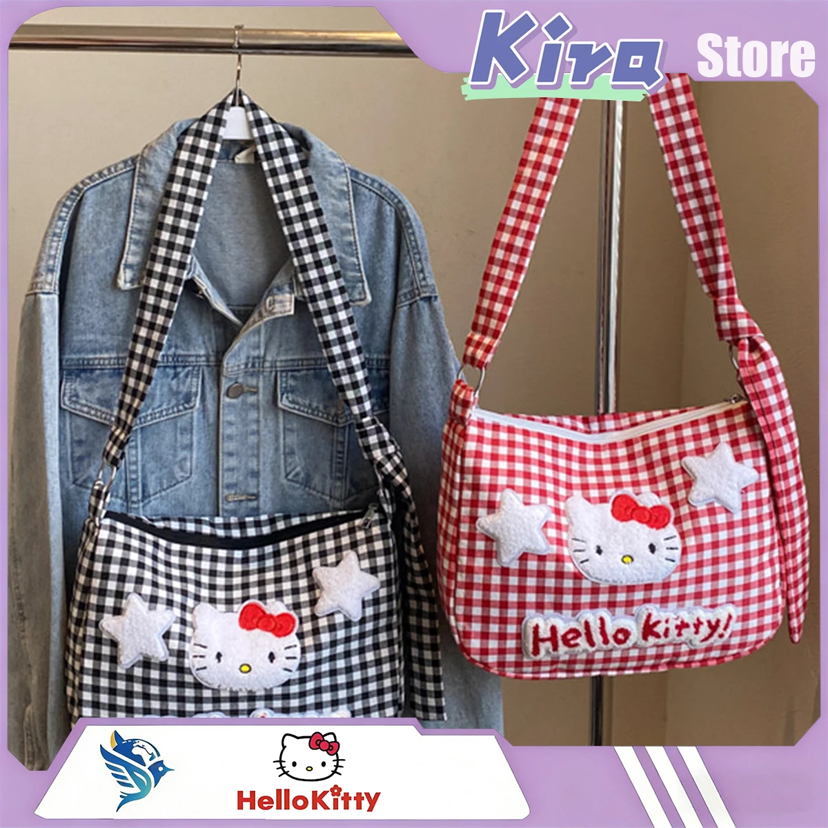 

HELLO KITTY Single-Shoulder Tote Bag Cute Cartoon Large-Capacity Handbag Made Of Canvas Student School Commuting Bag Friend Gift