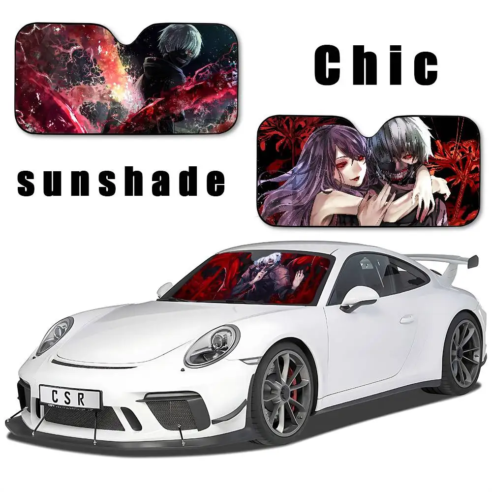 Anime Tokyo Ghoul Car SunShade Car Sunshade Covers Cover Universal Windscreen Folding Visor