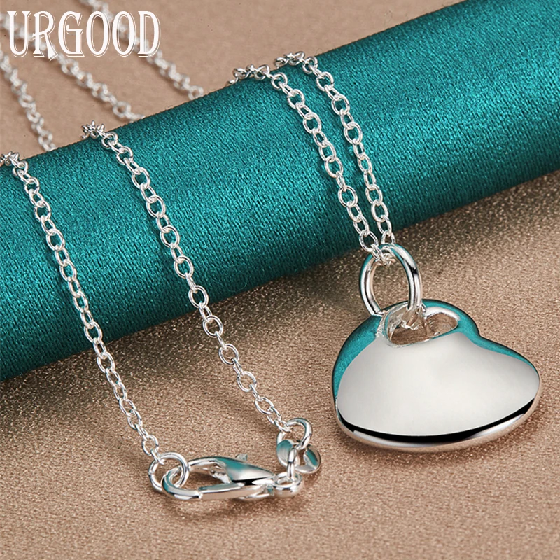 

925 Sterling Silver Double Heart Pendant Necklace 16-30 Inch Chain For Women Party Engagement Wedding Fashion Jewelry