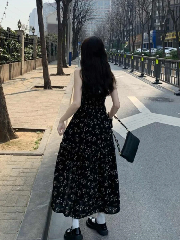 Bla Floral a-ligne ter Dr femmes printemps été automne taille haute minceur fendu Ele longue Dr jupe Midi