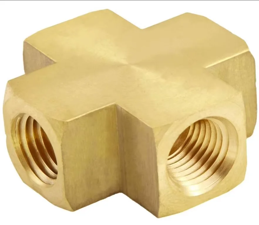 1PCS Brass Pipe Fitting 4 Way 1/4