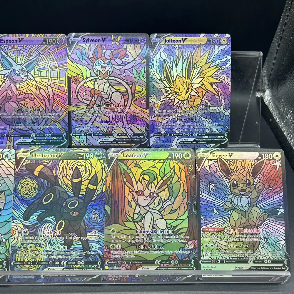 애니메이션 PTCG TCG 캐시드럴글라스 시리즈 이브이루션 트레이딩 컬렉션 카드 엄브레온 바포레온 글라세온 6K 73/100 플래시 배틀 카드