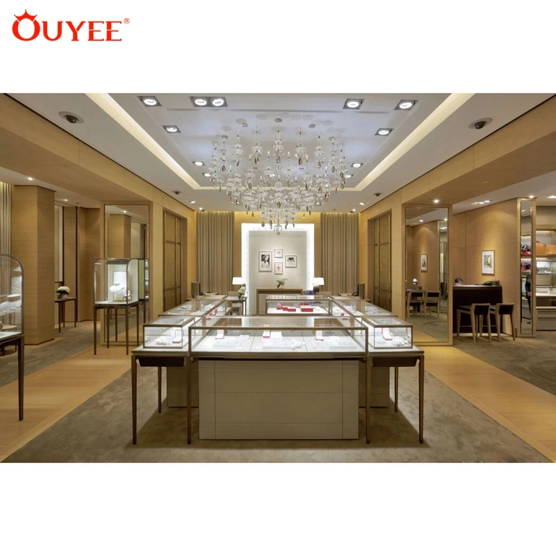 Customized-Elegant Jewellery Shops Interior Design Images With Jewelry Display Showcase