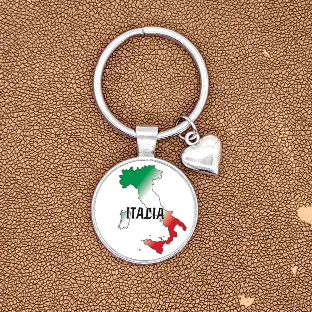 1Pc Italia Map Heart Charm Keychains For Men Women