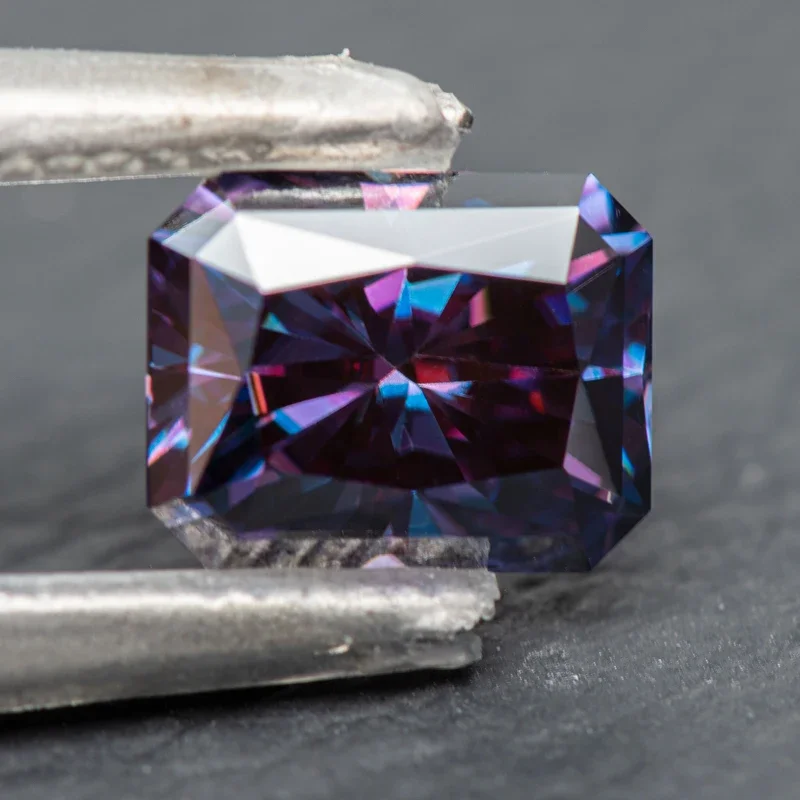 Moissanite Radiant Cut Imperial Purple Color VVS1 with GRA Certificate for Gemstone Charms Beads Top Jewelry Making Materials