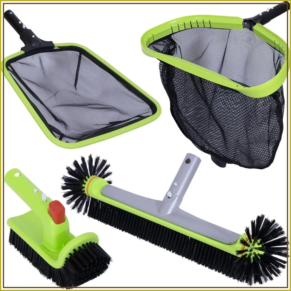 

Deluxe Pool Cleaning Kit: Leaf Skimmer, Fine Mesh Net, Brush Head & Hand Scrub