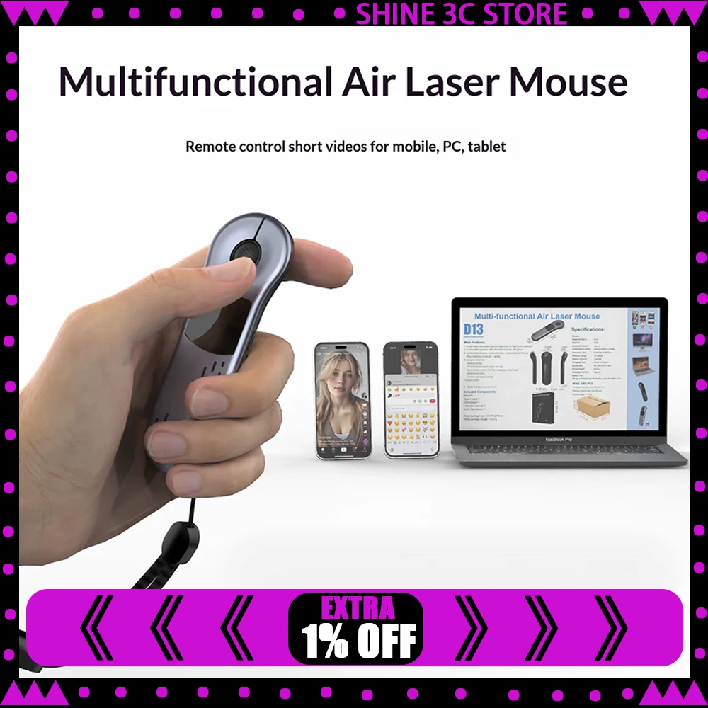 Xring D13 Hand-Held Remote Control Page Turner Kindle Page Turning Dual-Mode Connection Remote Control Page Turner Light Weight
