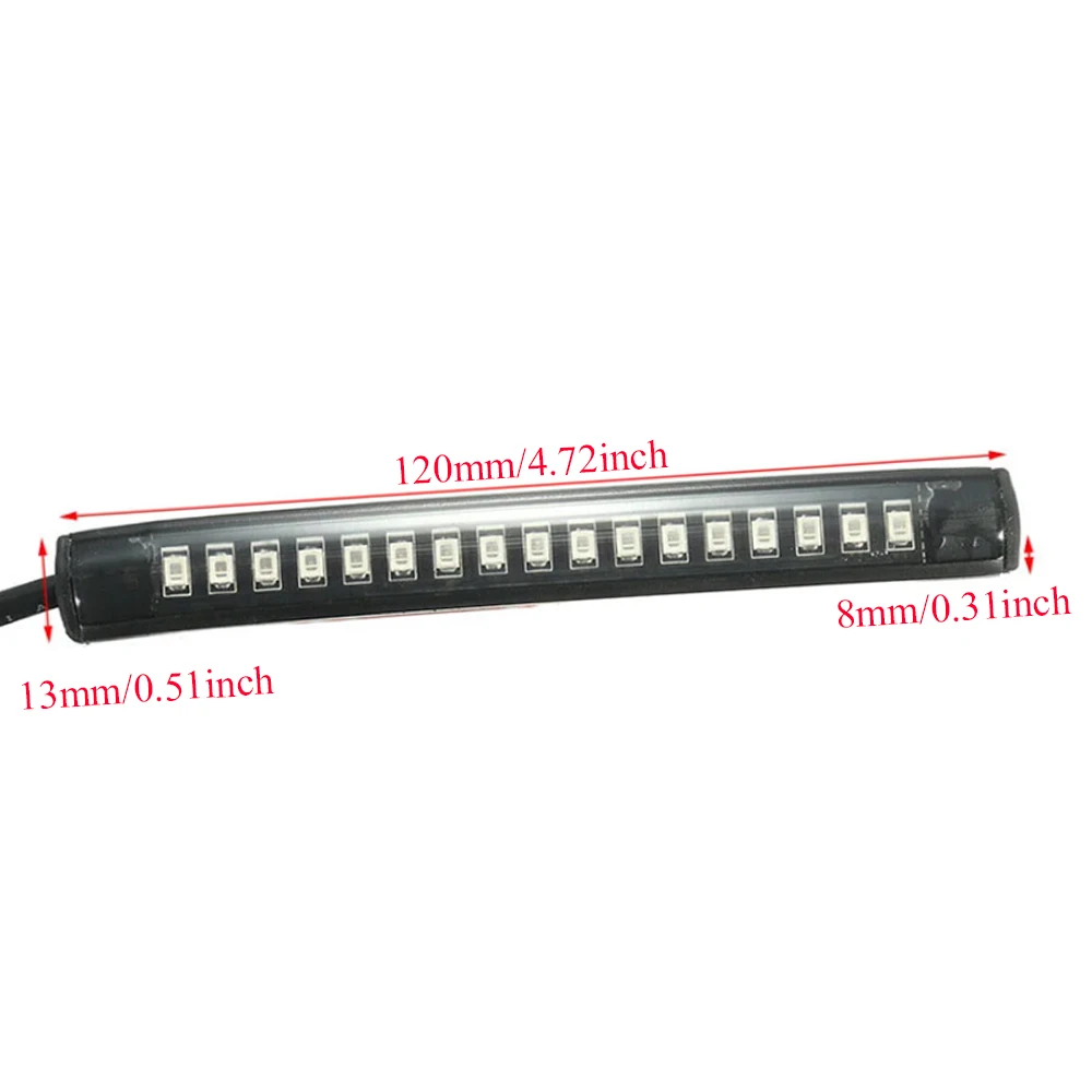 12 V DC 17 LED Motorcycle Light Strip DRL Brake Light Turn Signal Light Strip for Motorcycles Scooters Snowmobiles
