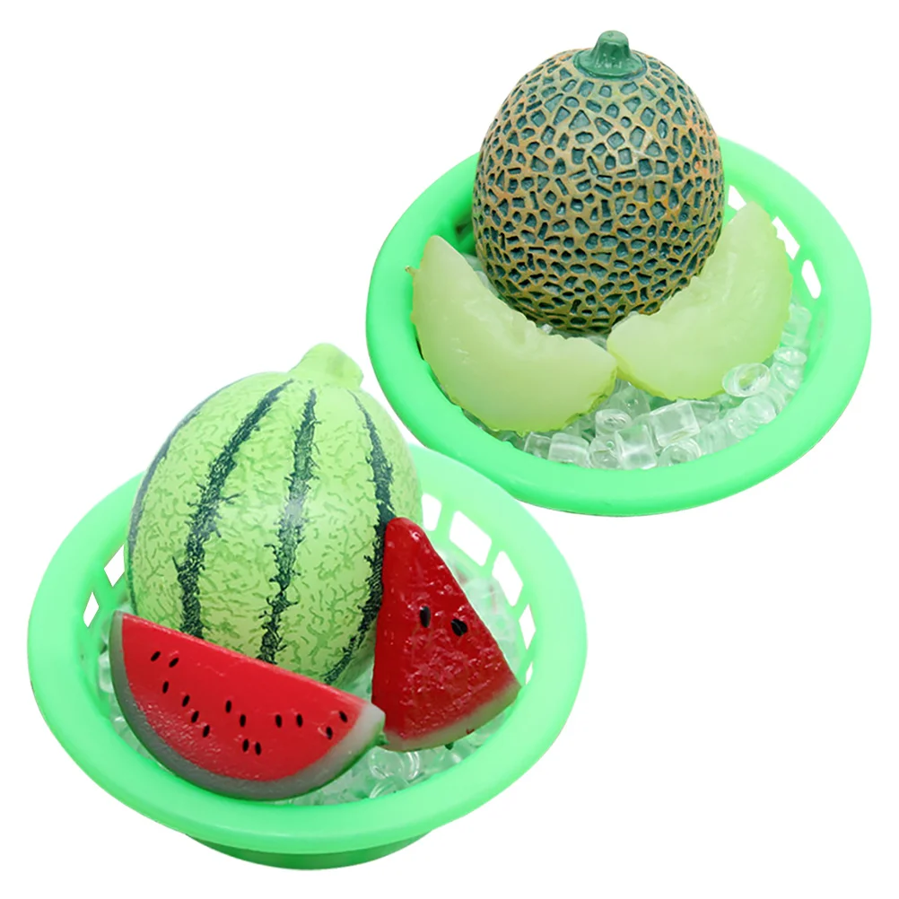 

1Set Miniature Chilled Watermelon and Melon Decor Realistic Fake Fruit Set for DIY Craft Photo Prop Tabletop Display Plastic