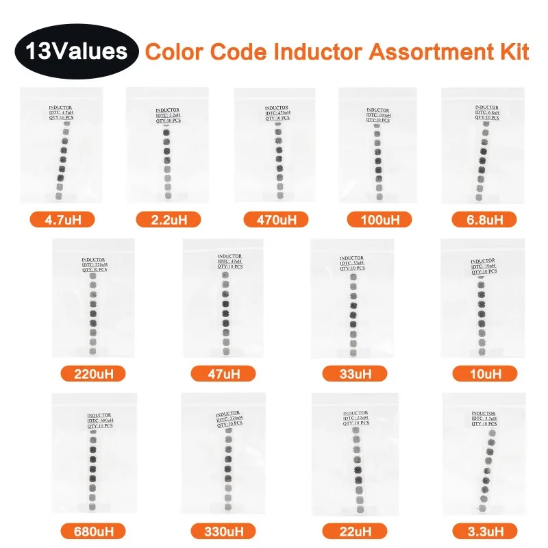 130PCS/set SMD Power Inductor Kit 2.2/3.3/6.8/10/100/470/680UH CD54 inductor for DC-DC Converters DIY Electronic Free Shipping