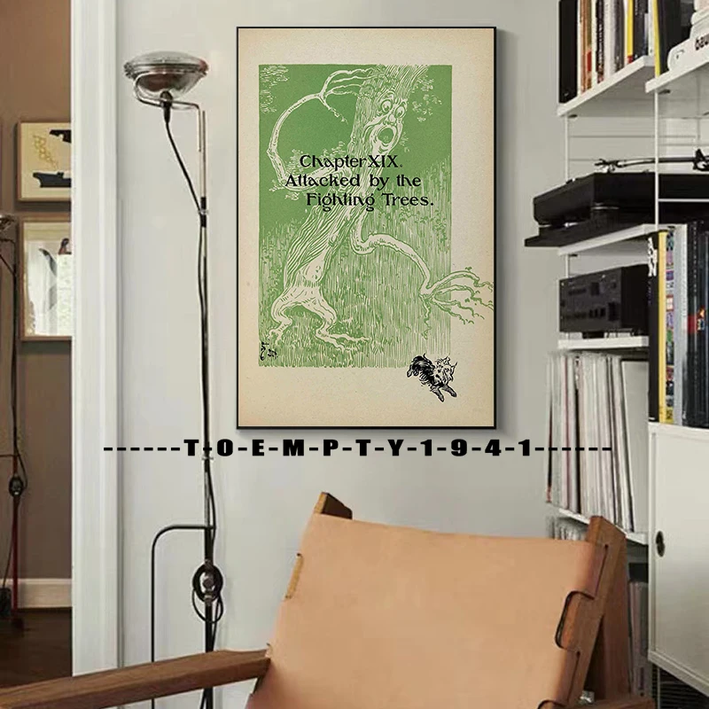 معالج أوز 1900 غطاء التوضيح المشارك قماش طباعة ريترو خمر كتاب التوضيح جدار ديكور غرفة الاطفال الجدار الديكور #4