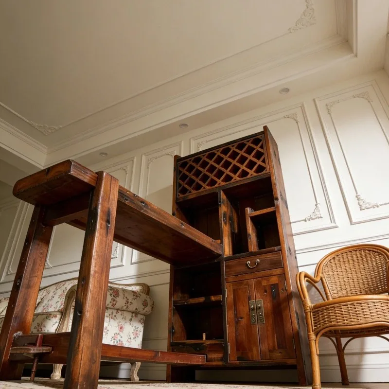 solid wood old boat wood wine  living room dining side  storage  Chinese furniture display cabinet rack