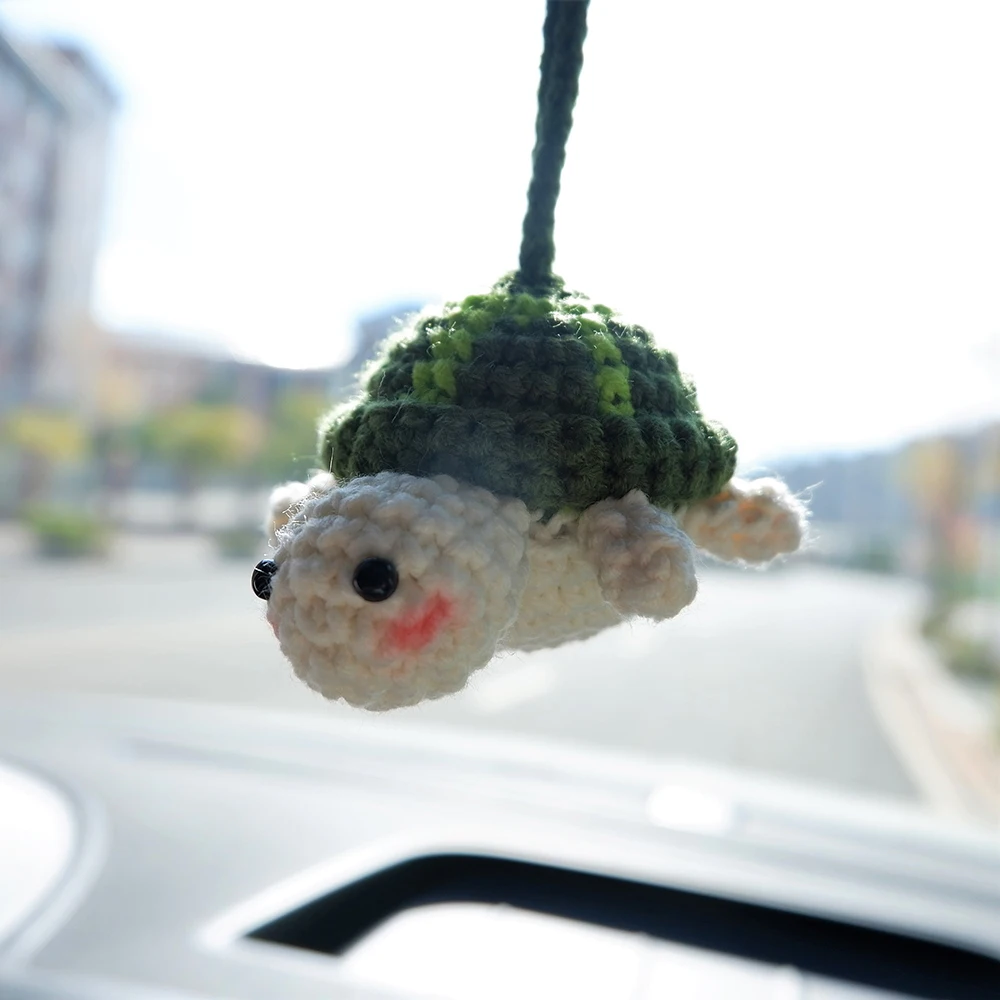 Crochet Sea Turtle Car Mirror Accessory, Cute Mini Turtle Car Rear View Mirror Hanging Accessories, Car Interior Decoration