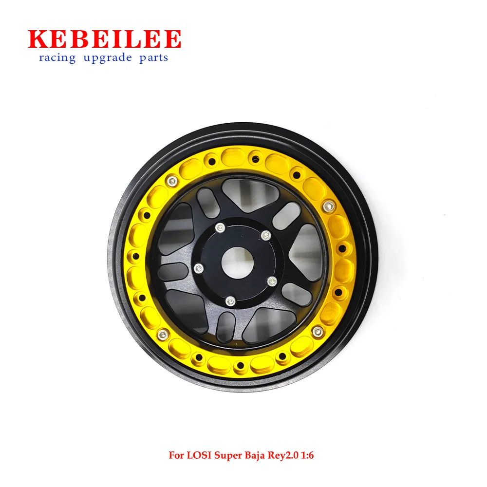 KEBEILEE CNC aluminum beadlock wheel for LOSI super baja rey2.0 1:6 Black