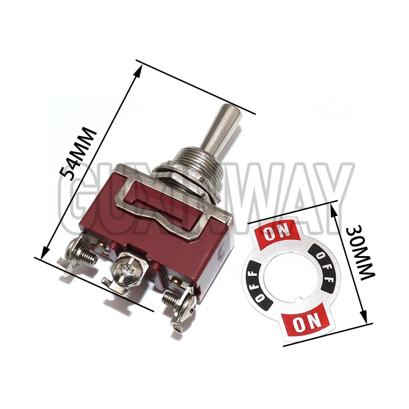 Silver Contacts high quality 3 screw momentary toggle switch,(ON) OFF (ON) spring return