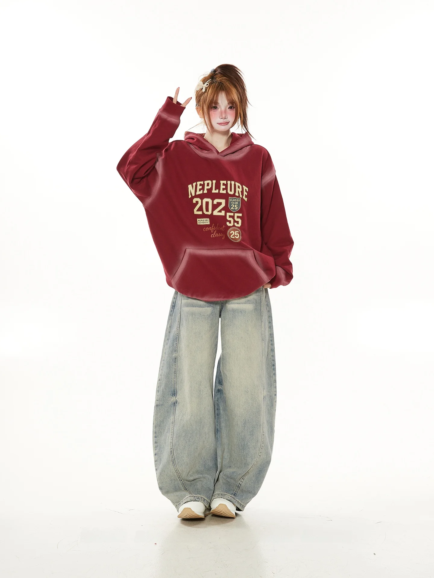 

Ретро-худи в американском стиле с принтом-надписью, женская, весенне-осенняя, тонкая, премиум-класса, повседневная, свободного кроя, топ