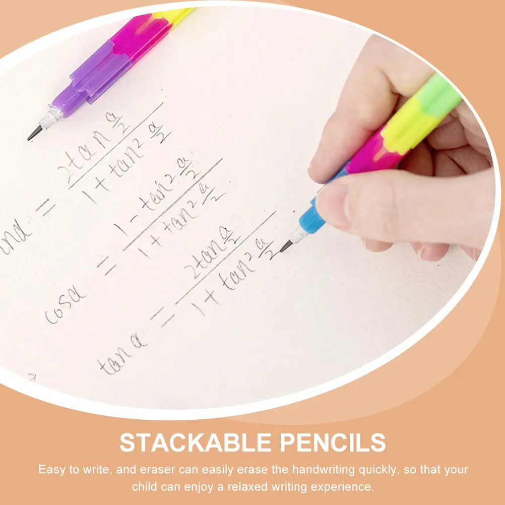 20 Pcs Pencils Students Stationery Crayons Cute Stackable Convenient Stacking Colorful Writing Classroom Colored